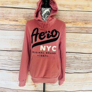 Aeropostale Aero NYC Women’s Blush Pink Long Sleeve Fleece Hoodie Sweatshirt